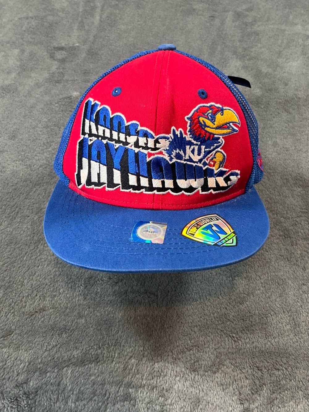 Kansas Jayhawks Red & Blue Mesh Snapback Hat